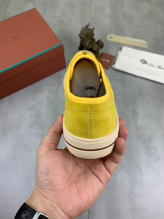 Loro Piana Yellow Beige Suede Upper Low-Top Lifestyle Sneakers 3