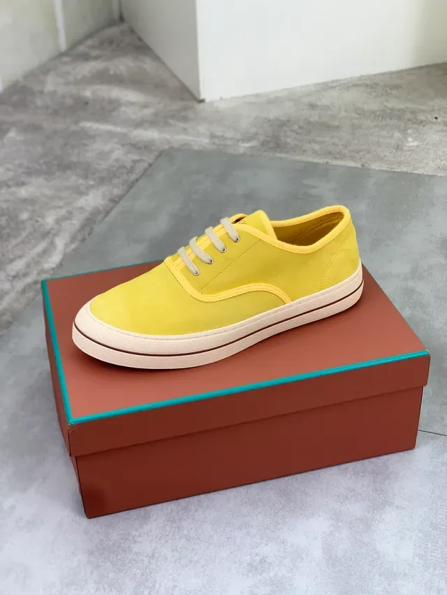 Loro Piana Yellow Beige Suede Upper Low-Top Lifestyle Sneakers 4