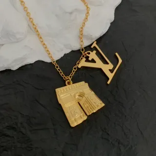Louis Vuitton Arc de Triomphe and LV Monogram Gold-Tone Necklace