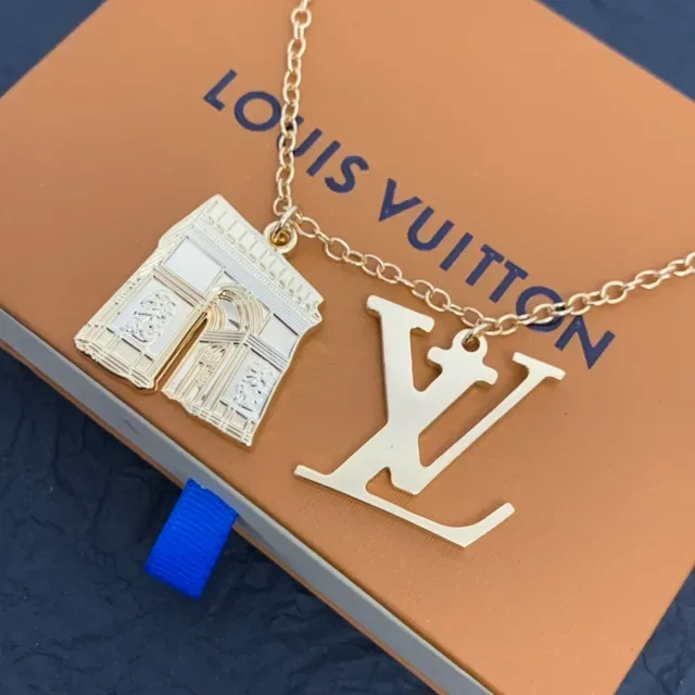Louis Vuitton Arc de Triomphe and LV Monogram Gold-Tone Necklace 3