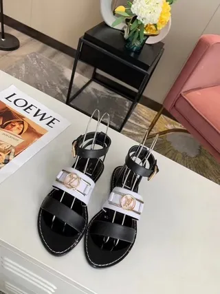 Louis Vuitton Archlight Black White Two-Tone Metal Rod Detailing Gladiator Sandals 2