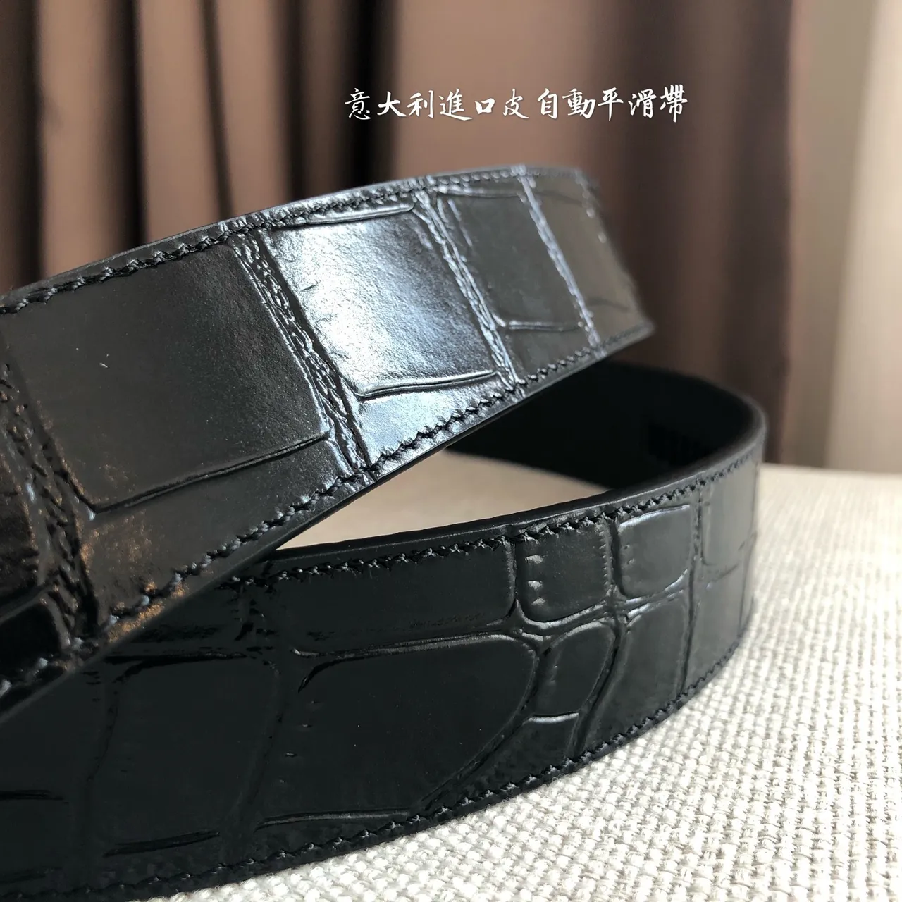 Louis Vuitton Automatic Slide Buckle Crocodile Leather Belt 7