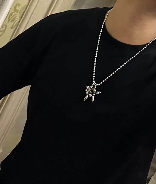 Louis Vuitton Balloon Dog Monogram Pendant Silver Necklace 2