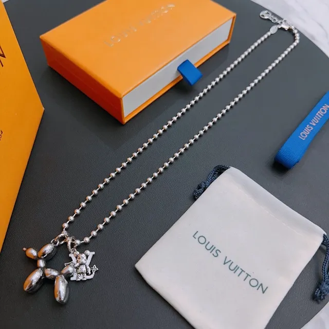 Louis Vuitton Balloon Dog Monogram Pendant Silver Necklace 6