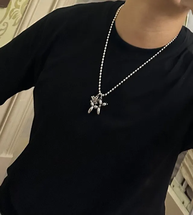 Louis Vuitton Balloon Dog Monogram Pendant Silver Necklace 7