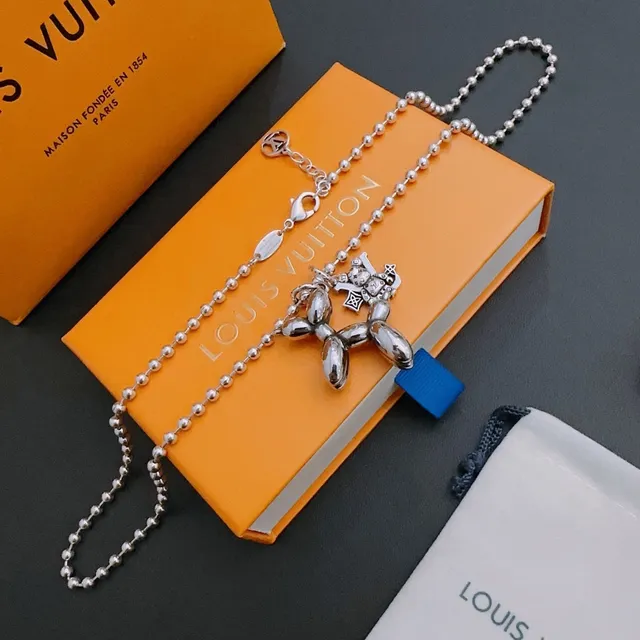 Louis Vuitton Balloon Dog Monogram Pendant Silver Necklace 9