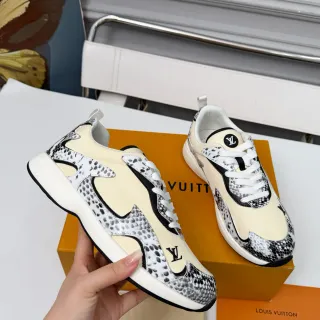 Louis Vuitton Beige Black Asymmetrical Cutout Overlays Snakeskin-Textured Panels Lifestyle Sneakers