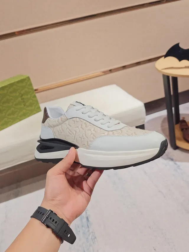 Louis Vuitton Beige White Monogrammed Textile Upper Leather Overlays Lifestyle Sneakers 4