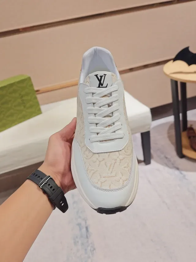 Louis Vuitton Beige White Monogrammed Textile Upper Leather Overlays Lifestyle Sneakers 5