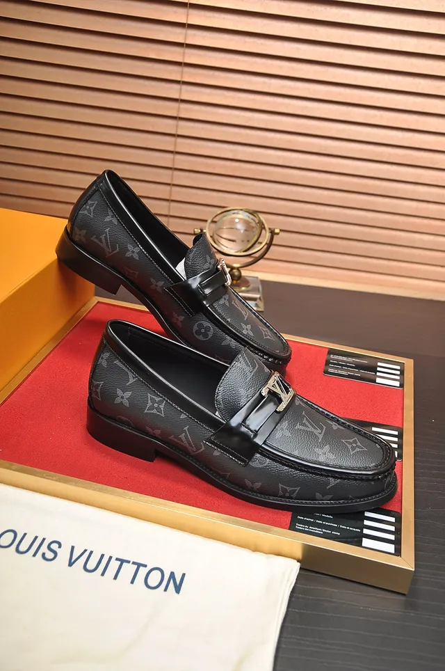 Louis Vuitton Bit Strap Loafer Black Gold Monogram Canvas Loafer 4