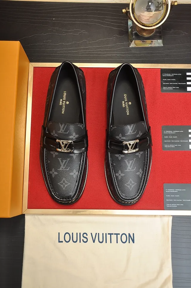 Louis Vuitton Bit Strap Loafer Black Gold Monogram Canvas Loafer 5