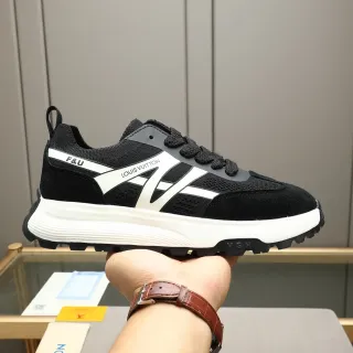 Louis Vuitton Black and White Geometric Stripe Lifestyle Sneakers