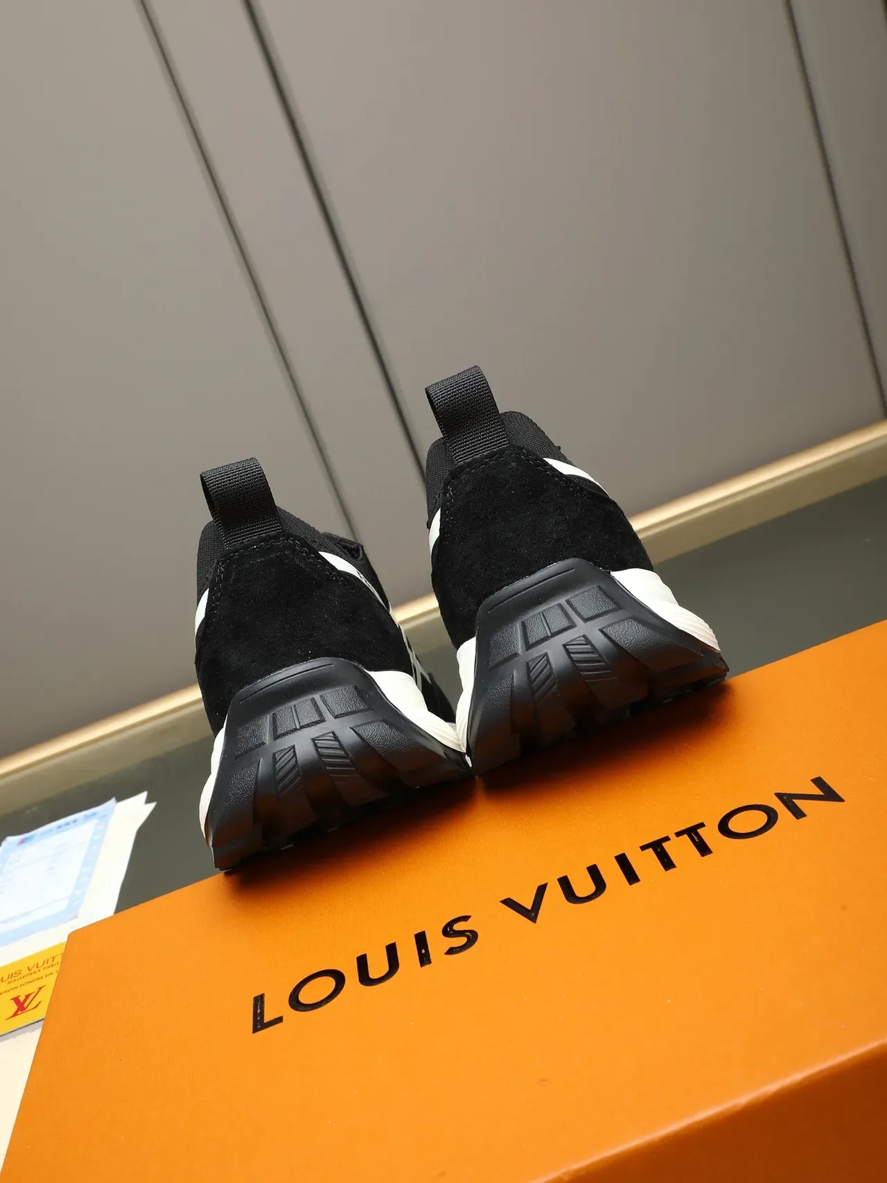 Louis Vuitton Black and White Geometric Stripe Lifestyle Sneakers 3