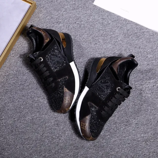 Louis Vuitton Black Brown Glitter-Accented Upper Monogram Leather Overlays Lifestyle Sneakers 5