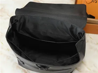 Louis Vuitton Black Brown Structured Leather Flap-Top Closure Backpack 2