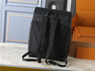Louis Vuitton Black Brown Structured Leather Flap-Top Closure Backpack 8