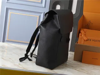 Louis Vuitton Black Brown Structured Leather Flap-Top Closure Backpack 9