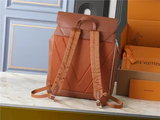 Louis Vuitton Black Brown Structured Leather Flap-Top Closure Backpack 17