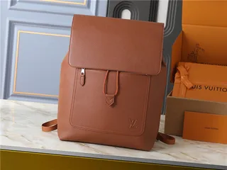 Louis Vuitton Black Brown Structured Leather Flap-Top Closure Backpack 19