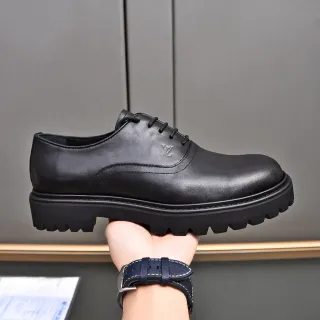 Louis Vuitton Black Chunky Lug Sole Smooth Leather Oxford Shoes