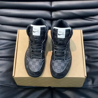 Louis Vuitton Black Gray High-Top Monogram-Printed Lifestyle Sneakers