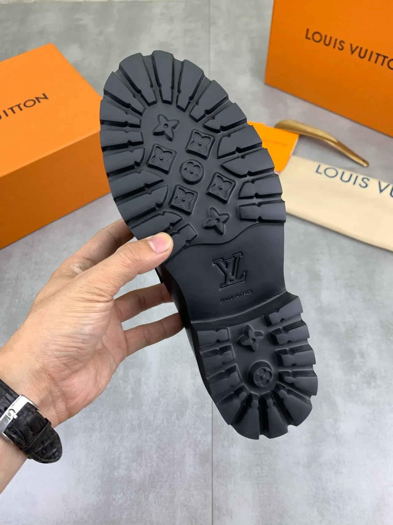 Louis Vuitton Black Leather LV Logo Buckle Loafer 3