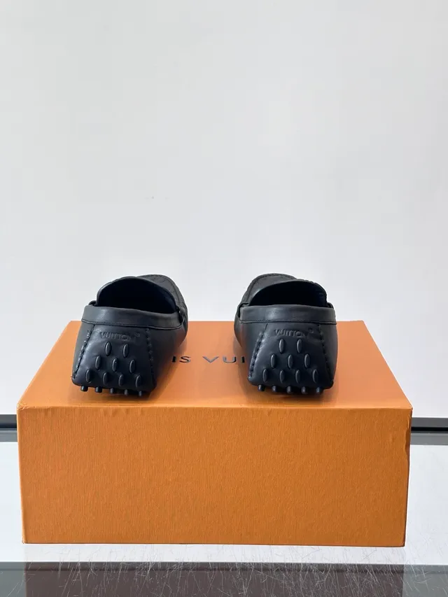 Louis Vuitton Black Monogram-Embossed Leather LV Buckle Strap Loafer 3
