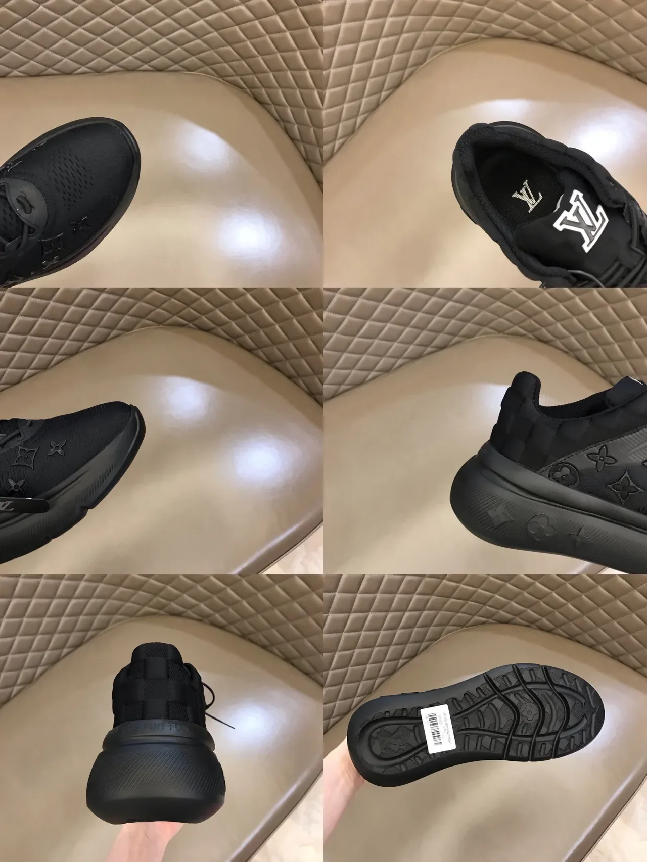 Louis Vuitton কালো মোনোগ্রাম-প্রিন্টেড মেশ আপার স্কাল্প্টেড রাবার সোল লাইফস্টাইল স্নিকার 2