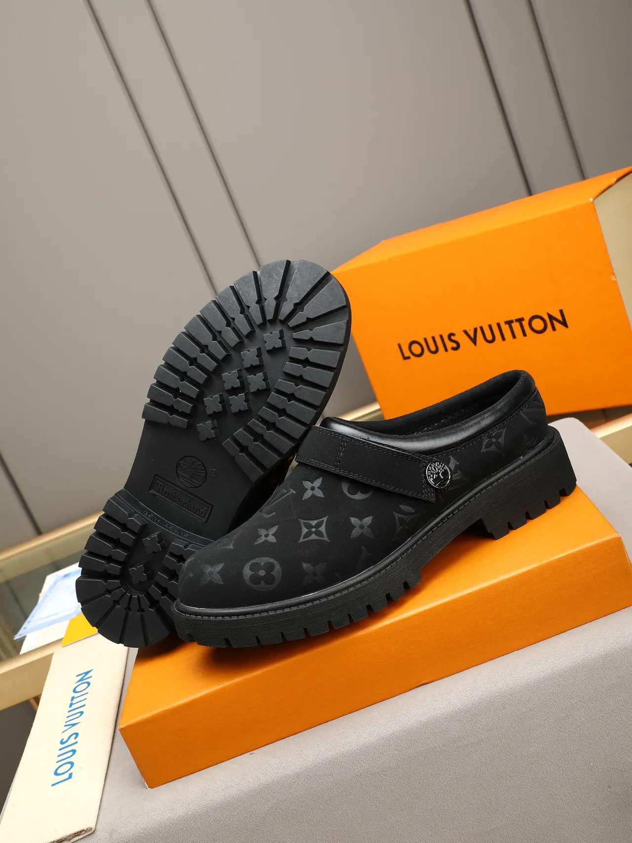 Louis Vuitton Black Monogrammed Rubber Upper Velcro Strap Closure Casual Shoes 4