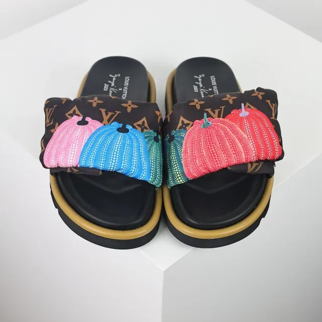 Louis Vuitton Black Multicolor Padded Fabric Strap Monogram Canvas Upper Slippers 8