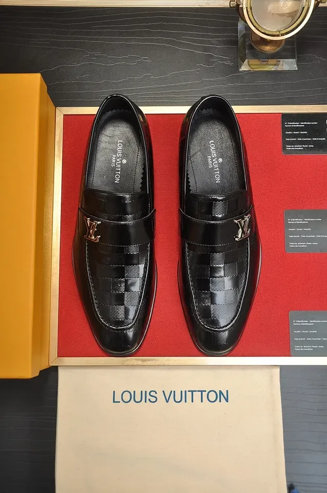 Louis Vuitton Black Patent Leather Damier Infini Checkered Texture Loafer 5