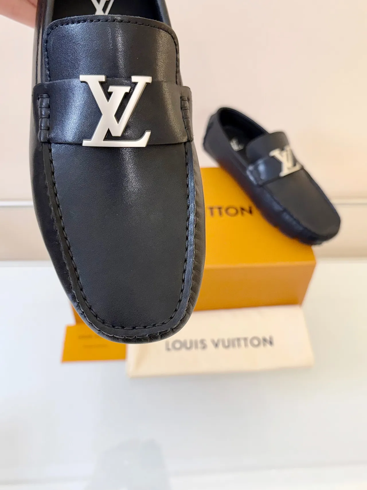 Louis Vuitton Black Silver Leather LV Monogram Buckle Loafer 3