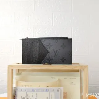 Louis Vuitton Black Silver Monogram-Coated Canvas Zip-Top Closure Short Wallet