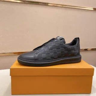 Louis Vuitton Black Slip-On Woven Leather Lifestyle Sneakers