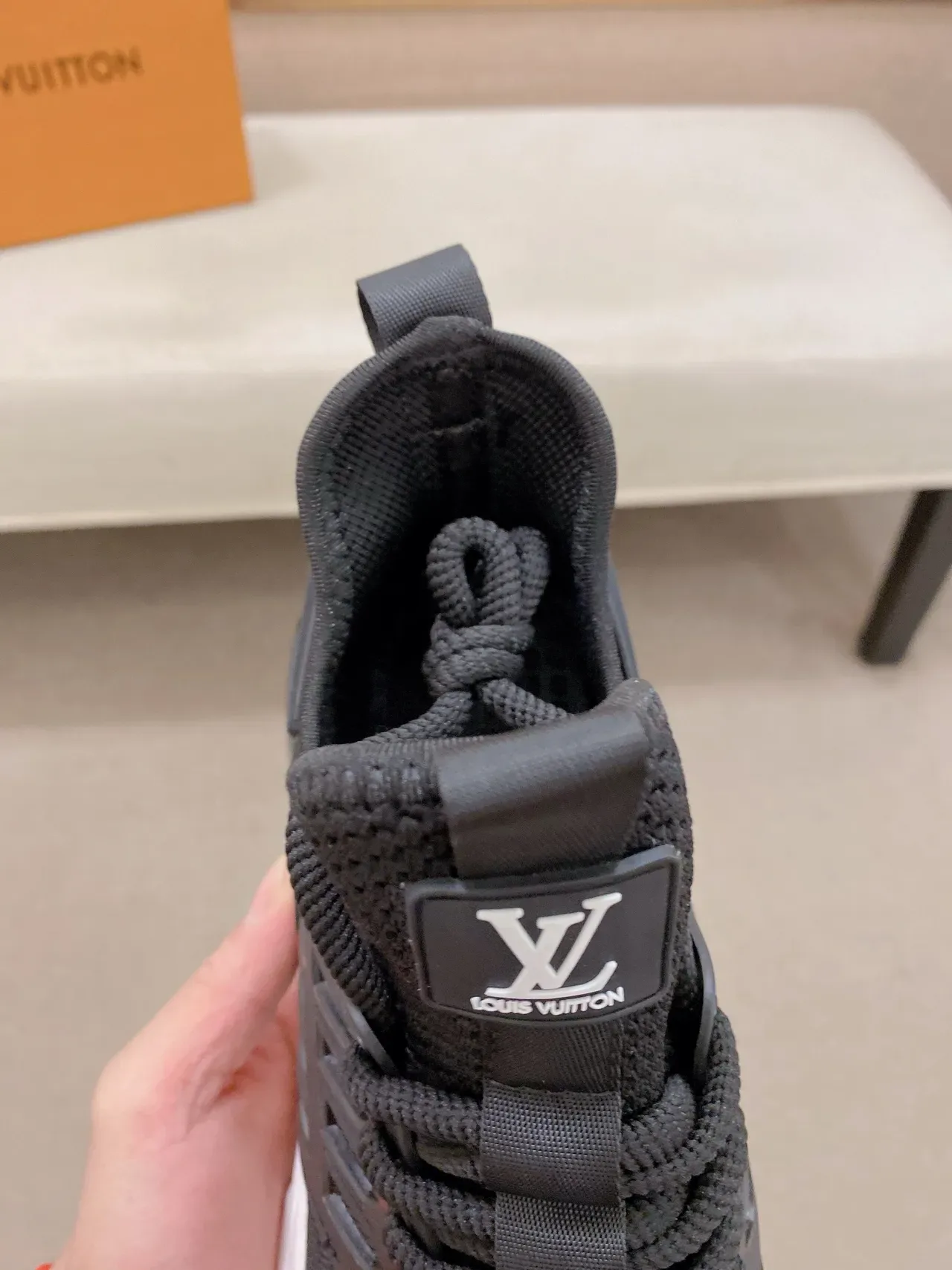 Louis Vuitton Black White Knit Upper Sculpted Midsole Sneakers 4