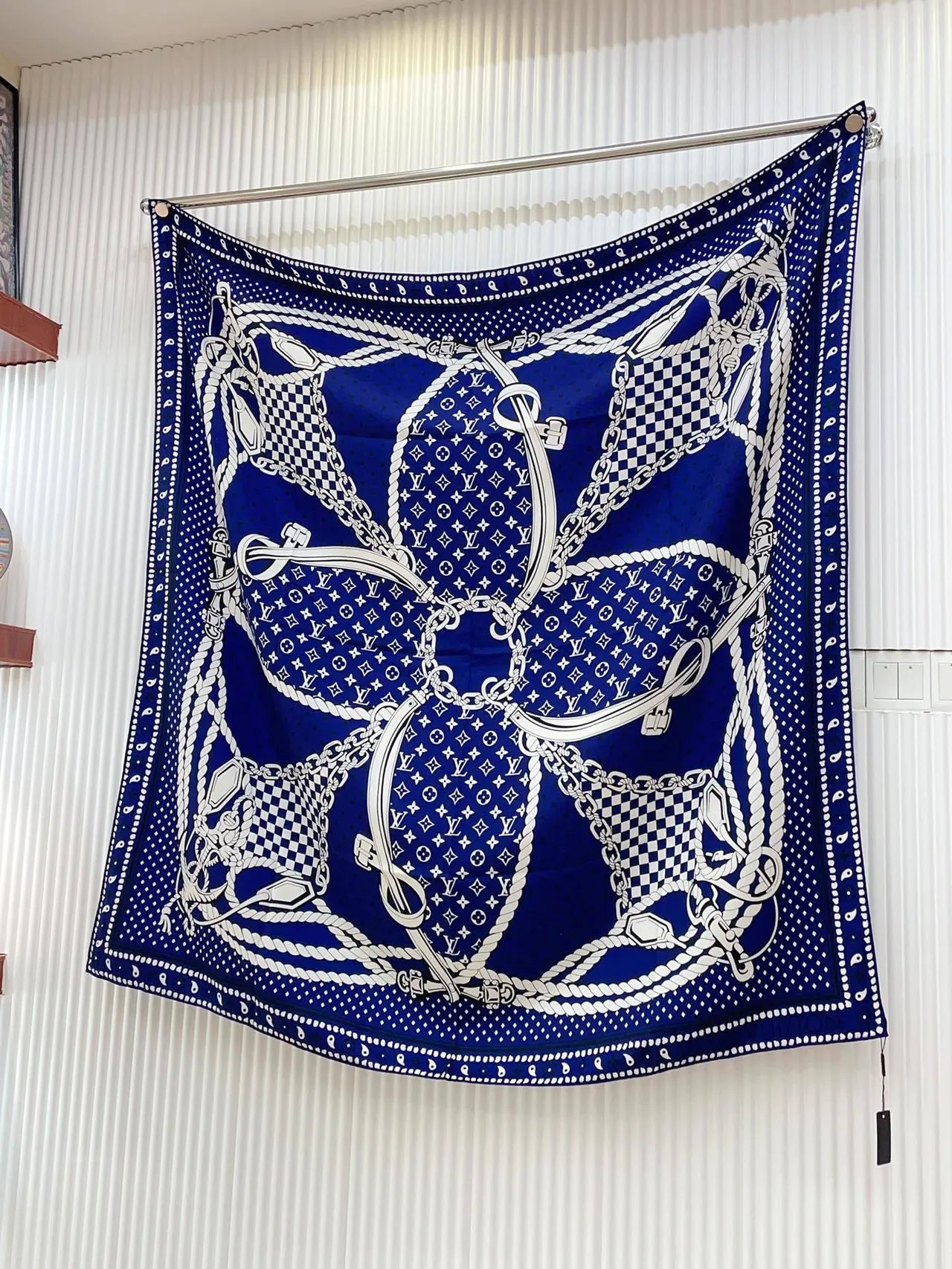 Louis Vuitton Blue and White Rope Print Silk Scarf 7