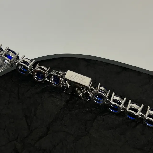 Louis Vuitton Blue Silver Single-Row Gemstone-Encrusted Bracelet 2