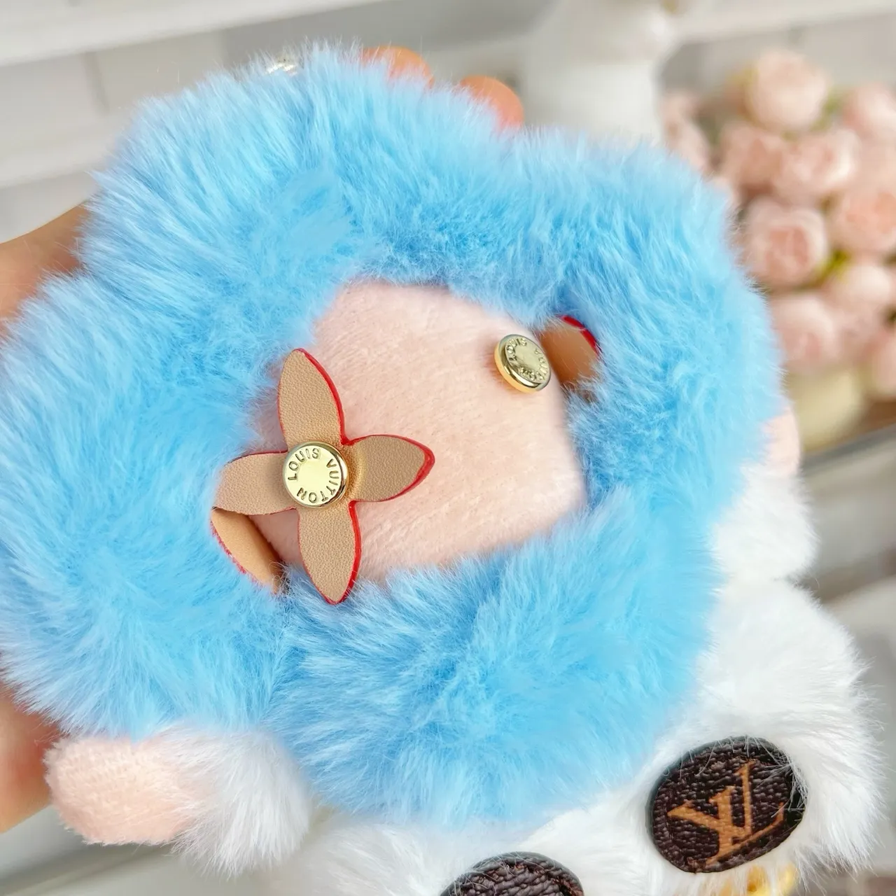 Louis Vuitton Blue White Plush Character Fluffy Texture Crossbody Bag 4