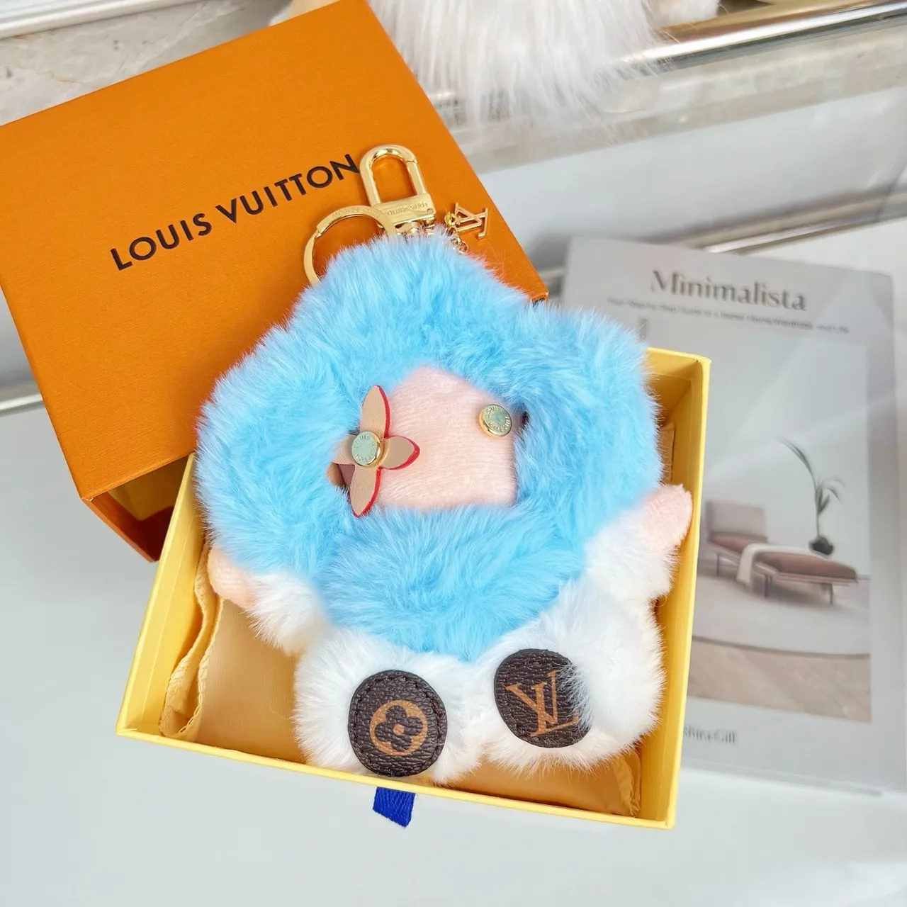 Louis Vuitton Blue White Plush Character Fluffy Texture Crossbody Bag 6