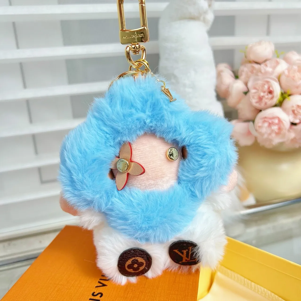 Louis Vuitton Blue White Plush Character Fluffy Texture Crossbody Bag 7