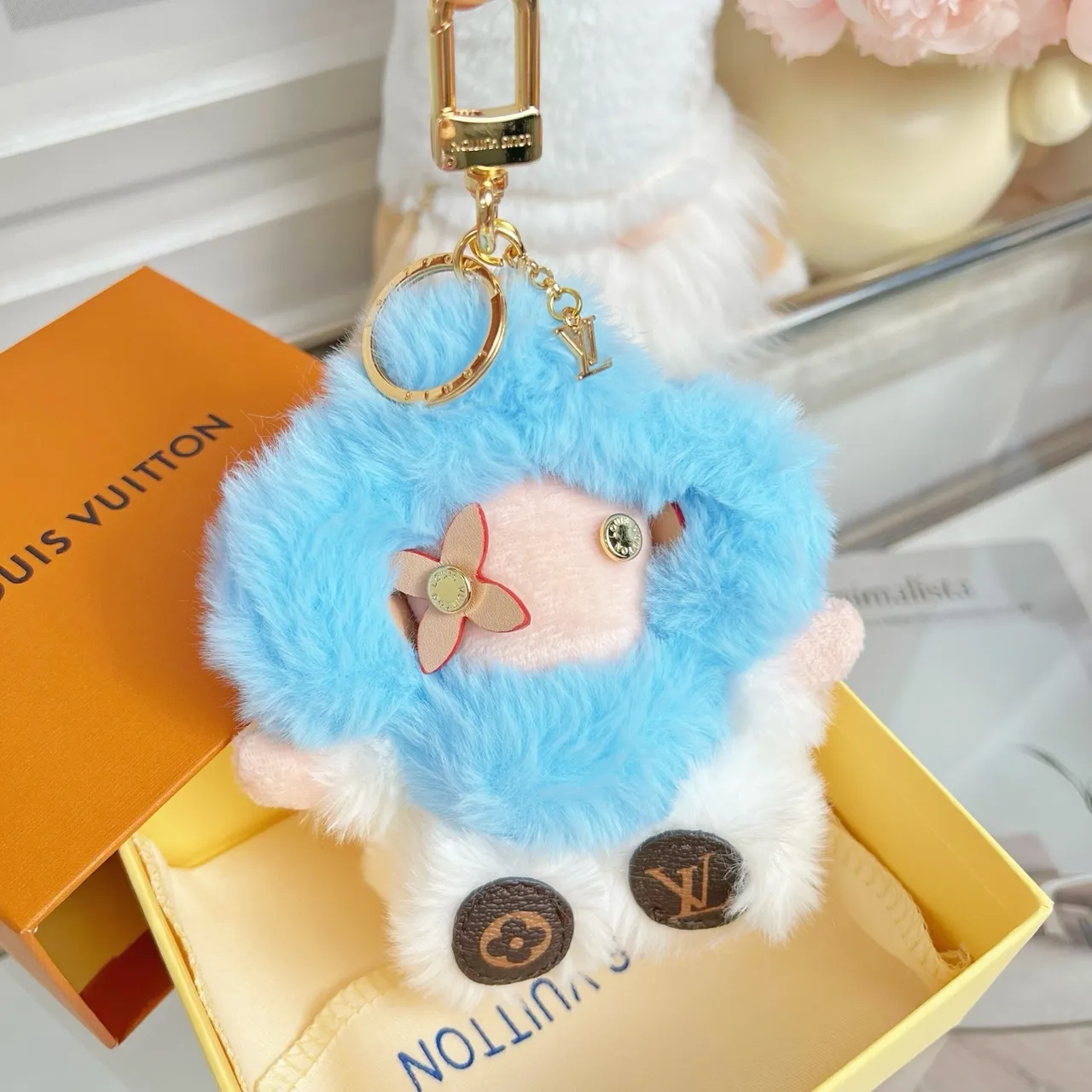 Louis Vuitton Blue White Plush Character Fluffy Texture Crossbody Bag 8