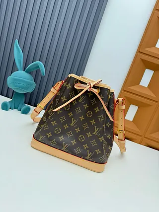 Louis Vuitton Brown Beige Monogram Coated Canvas Tan Leather Trim Bucket Bag 2