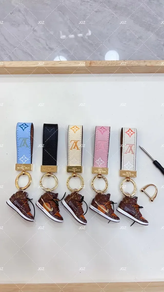 Louis Vuitton Brown Beige Monogrammed Leather Strap Miniature High-Top Sneaker Charm Crossbody Bag 5