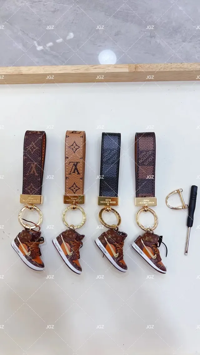 Louis Vuitton Brown Beige Monogrammed Leather Strap Miniature High-Top Sneaker Charm Crossbody Bag 9