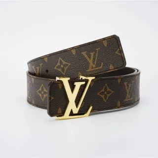 Louis Vuitton বাদামি সোনালী Monogram Canvas LV Buckle চামড়ার বেল্ট