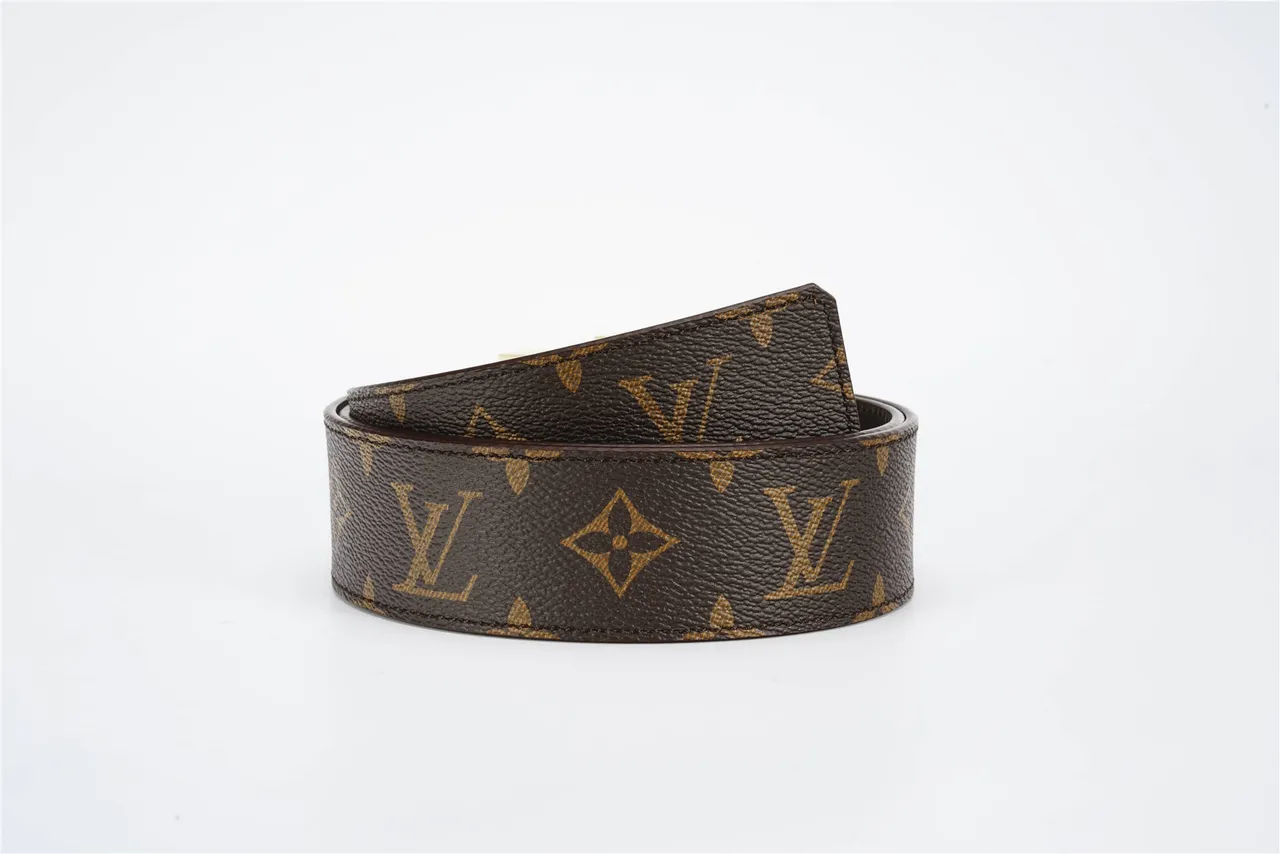 Louis Vuitton বাদামি সোনালী Monogram Canvas LV Buckle চামড়ার বেল্ট 3
