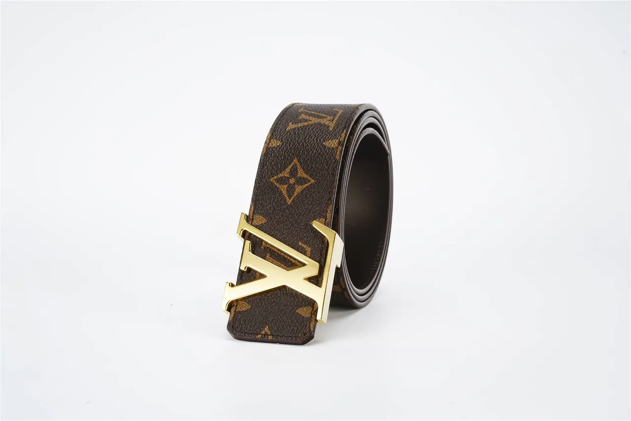 Louis Vuitton বাদামি সোনালী Monogram Canvas LV Buckle চামড়ার বেল্ট 6