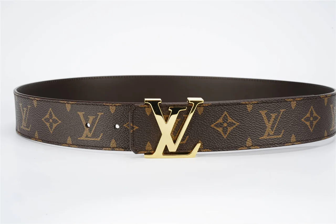 Louis Vuitton বাদামি সোনালী Monogram Canvas LV Buckle চামড়ার বেল্ট 8