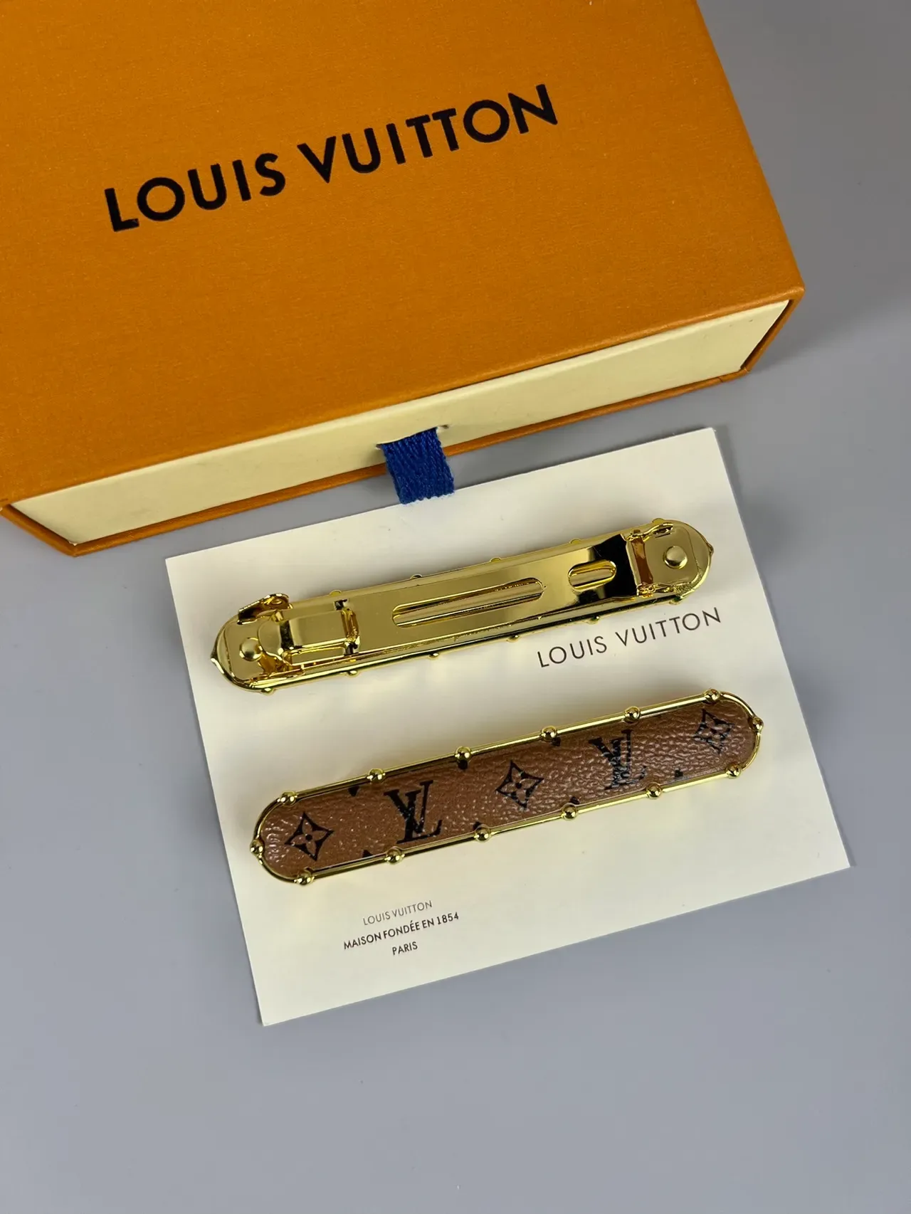 Louis Vuitton Brown Gold Monogram Canvas Riveted Frame Earrings 4