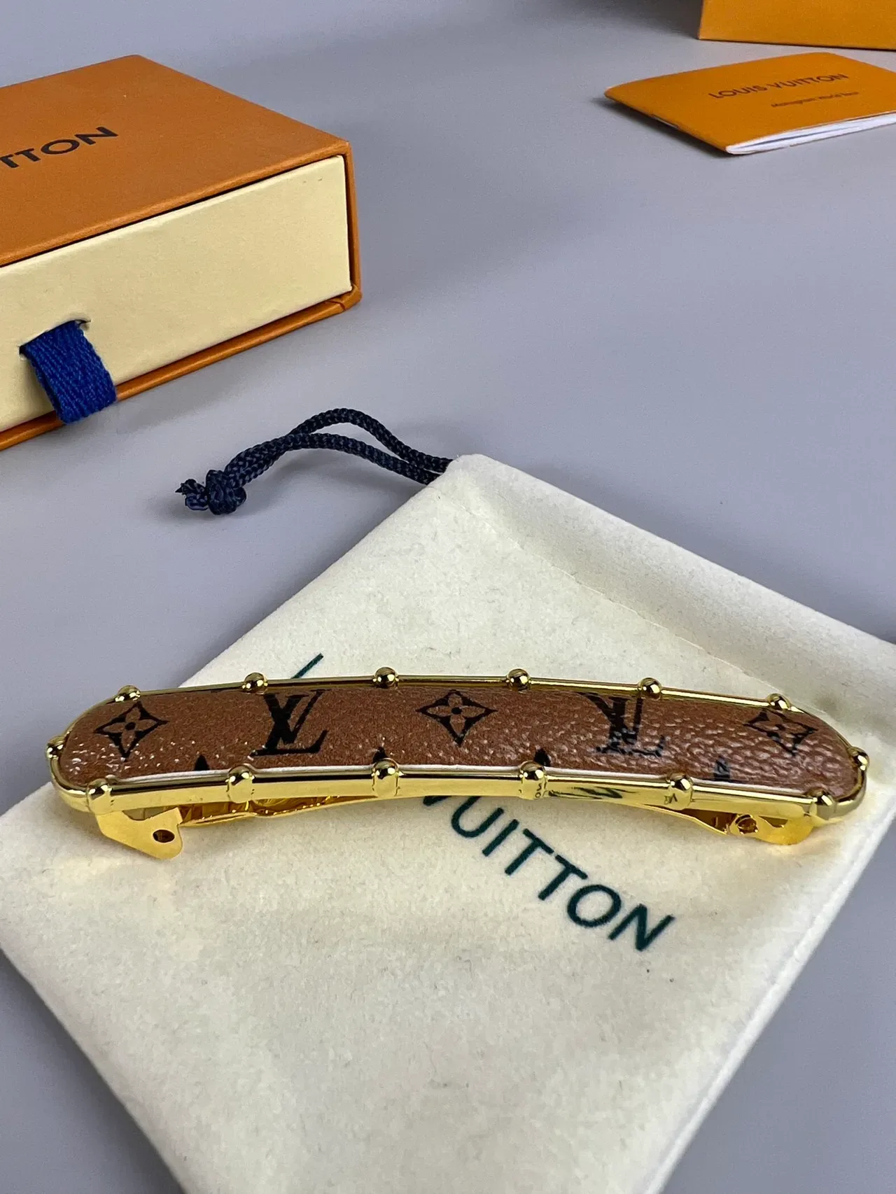 Louis Vuitton Brown Gold Monogram Canvas Riveted Frame Earrings 5
